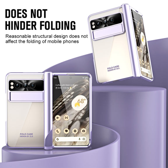 For Google Pixel Fold Integrated Electroplating Folding Phone Case with Hinge(Purple)