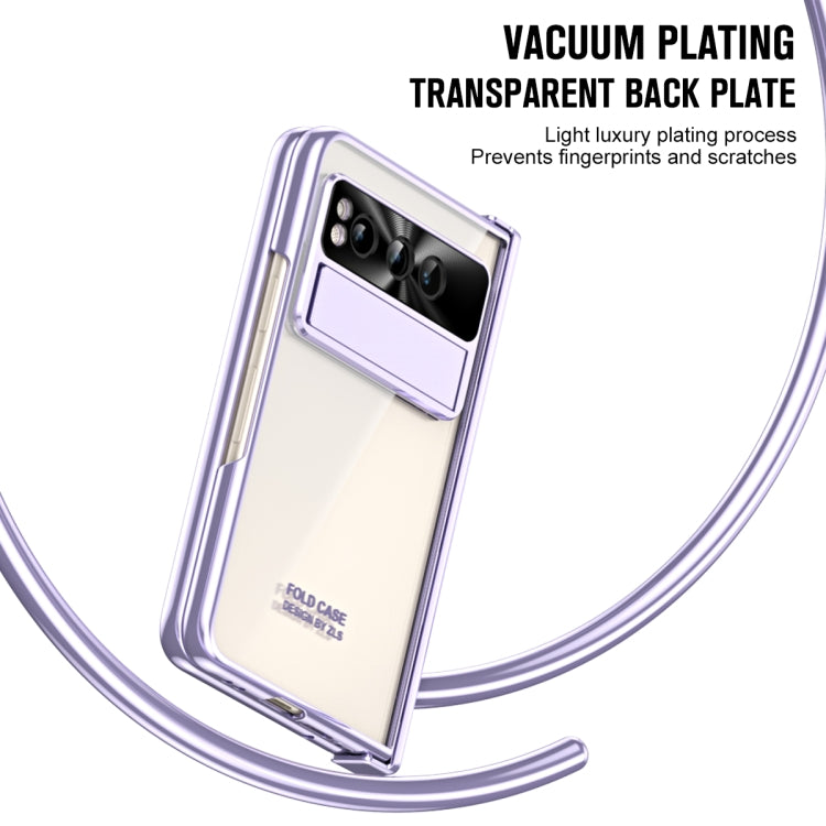 For Google Pixel Fold Integrated Electroplating Folding Phone Case with Hinge(Purple)