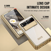 For Google Pixel Fold Integrated Electroplating Folding Phone Case with Pen Slot(Tyrant Gold)
