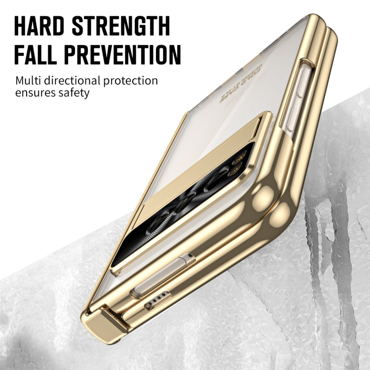 For Google Pixel Fold Integrated Electroplating Folding Phone Case with Pen Slot(Tyrant Gold)