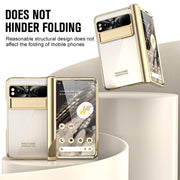 For Google Pixel Fold Integrated Electroplating Folding Phone Case with Pen Slot(Tyrant Gold)