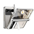 For Google Pixel Fold Integrated Electroplating Folding Phone Case with Pen Slot(Silver) - Google Cases by PMC TechLife | Online Shopping South Africa | PMC TechLife | Buy Now Pay Later Mobicred