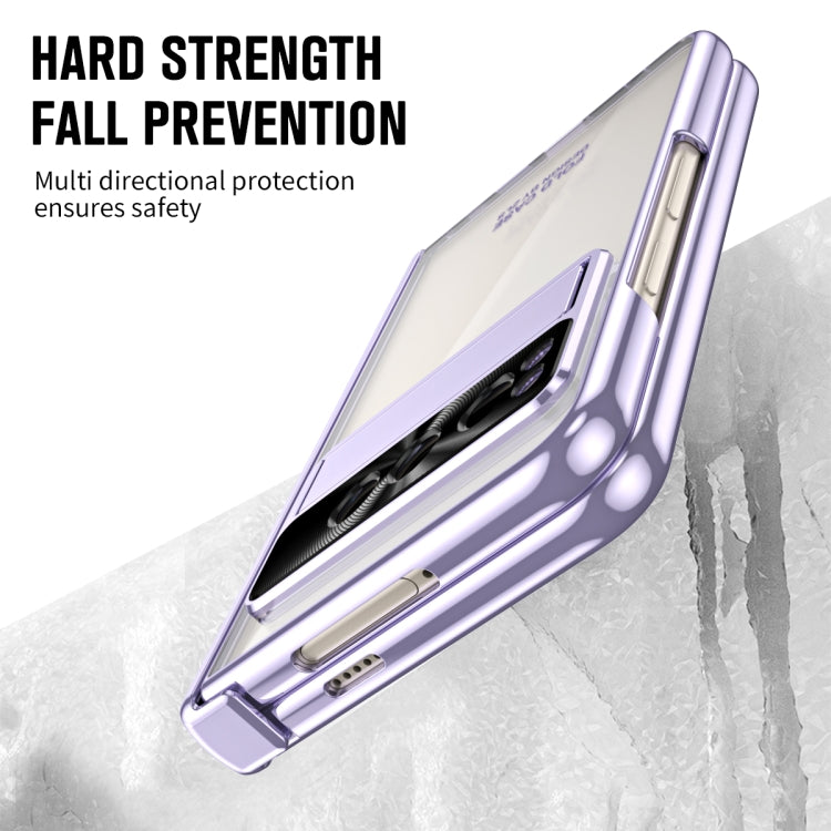 For Google Pixel Fold Integrated Electroplating Folding Phone Case with Pen Slot(Purple)