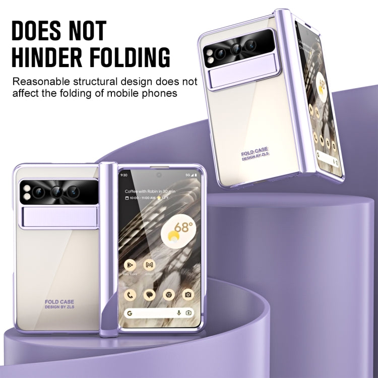 For Google Pixel Fold Integrated Electroplating Folding Phone Case with Pen Slot(Purple)
