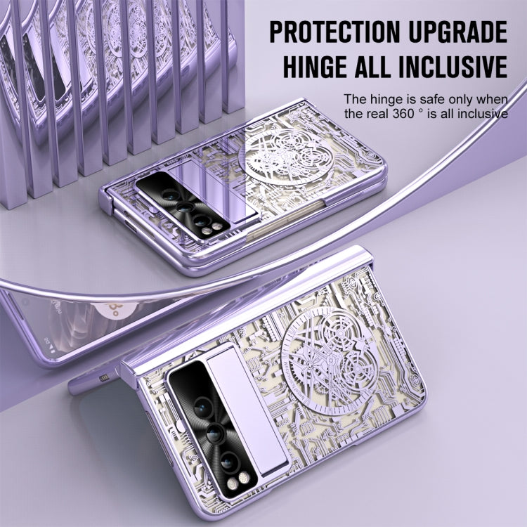 For Google Pixel Fold Mechanical Legend Integrated Electroplating All-inclusive Phone Case(Purple)