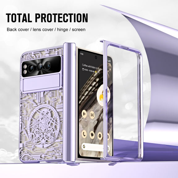For Google Pixel Fold Mechanical Legend Integrated Electroplating All-inclusive Phone Case(Purple)