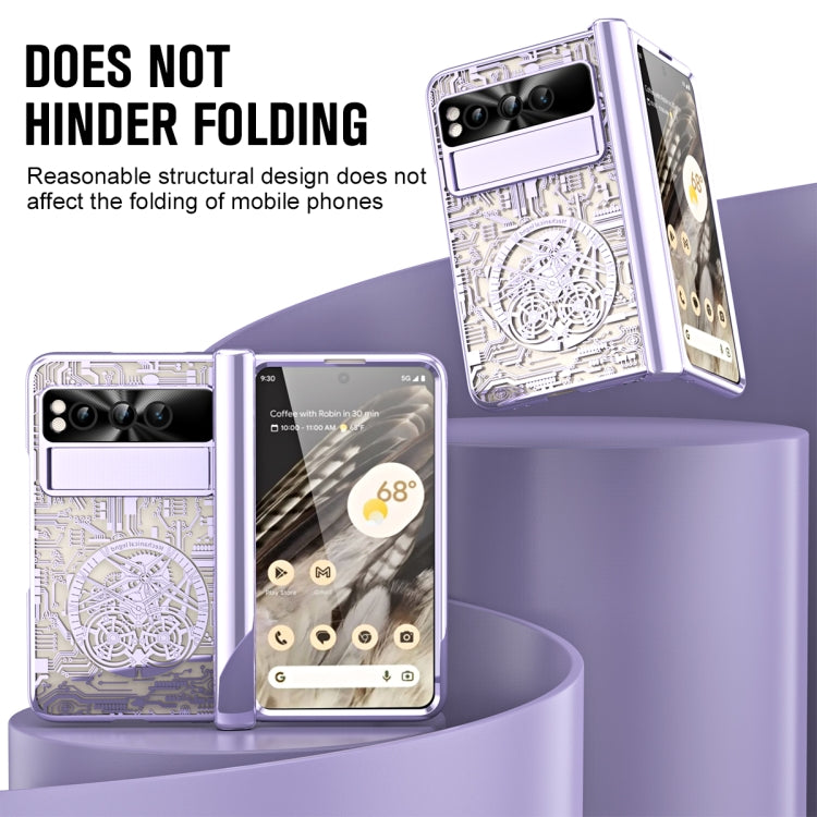 For Google Pixel Fold Mechanical Legend Integrated Electroplating All-inclusive Phone Case(Purple)