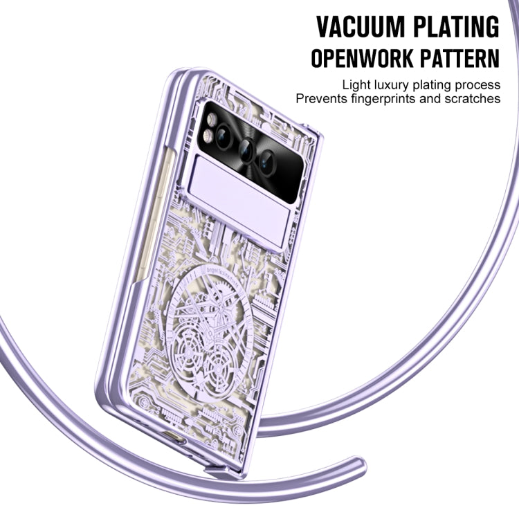 For Google Pixel Fold Mechanical Legend Integrated Electroplating All-inclusive Phone Case(Purple)