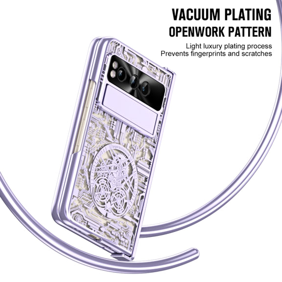 For Google Pixel Fold Mechanical Legend Integrated Electroplating All-inclusive Phone Case(Purple)