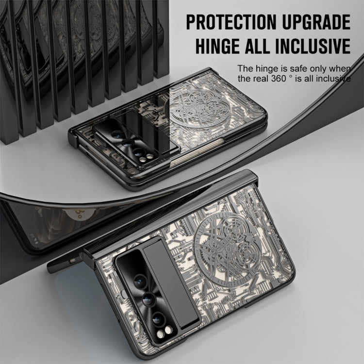 For Google Pixel Fold Mechanical Legend Integrated Electroplating All-inclusive Phone Case(Black)