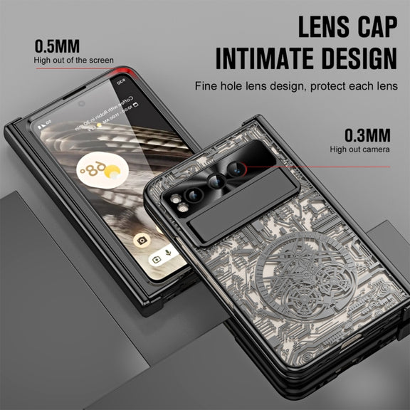 For Google Pixel Fold Mechanical Legend Integrated Electroplating All-inclusive Phone Case(Black)