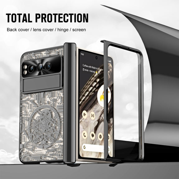 For Google Pixel Fold Mechanical Legend Integrated Electroplating All-inclusive Phone Case(Black)