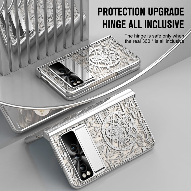 For Google Pixel Fold Mechanical Legend Integrated Electroplating All-inclusive Phone Case(Silver)