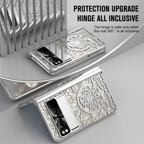 For Google Pixel Fold Mechanical Legend Integrated Electroplating All-inclusive Phone Case(Silver)