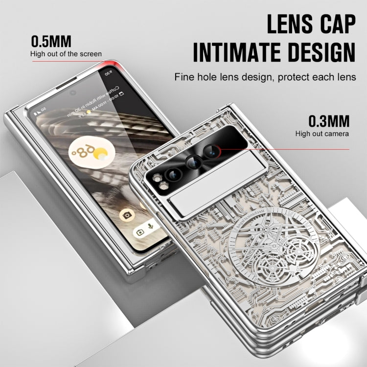 For Google Pixel Fold Mechanical Legend Integrated Electroplating All-inclusive Phone Case(Silver)