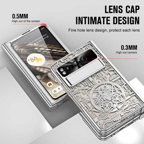 For Google Pixel Fold Mechanical Legend Integrated Electroplating All-inclusive Phone Case(Silver)