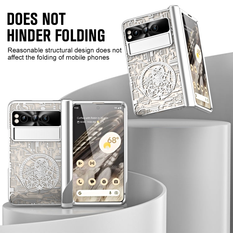 For Google Pixel Fold Mechanical Legend Integrated Electroplating All-inclusive Phone Case(Silver)
