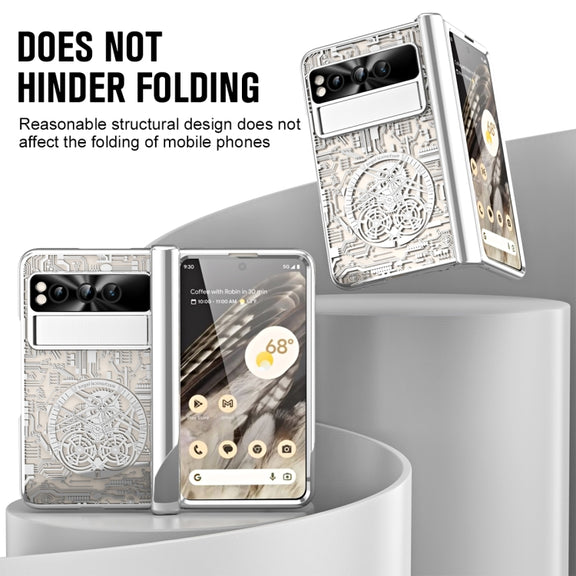 For Google Pixel Fold Mechanical Legend Integrated Electroplating All-inclusive Phone Case(Silver)