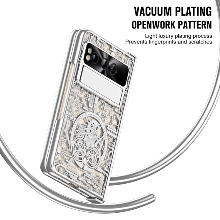 For Google Pixel Fold Mechanical Legend Integrated Electroplating All-inclusive Phone Case(Silver)