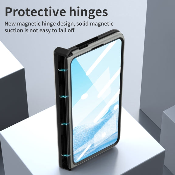 For Google Pixel Fold Integrated Napa Texture All-inclusive Phone Case with Hinge(White)