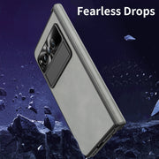 For Google Pixel Fold Integrated Napa Texture All-inclusive Phone Case with Hinge(White)