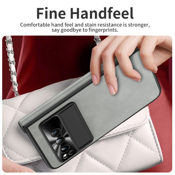 For Google Pixel Fold Integrated Napa Texture All-inclusive Phone Case with Hinge(White)