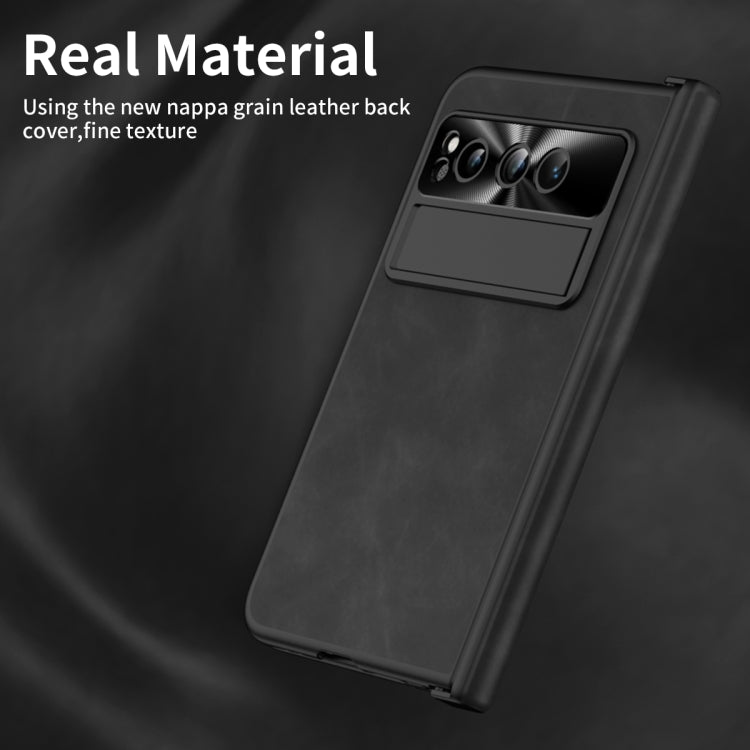 For Google Pixel Fold Integrated Napa Texture All-inclusive Phone Case with Hinge(Black)