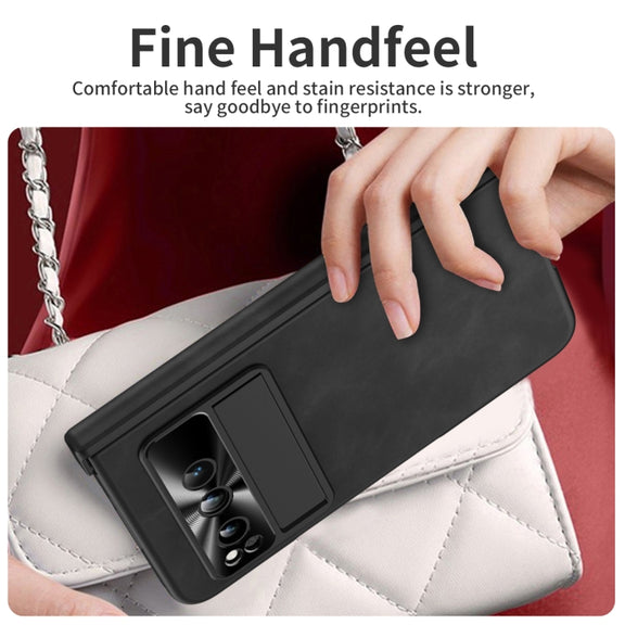 For Google Pixel Fold Integrated Napa Texture All-inclusive Phone Case with Hinge(Black)