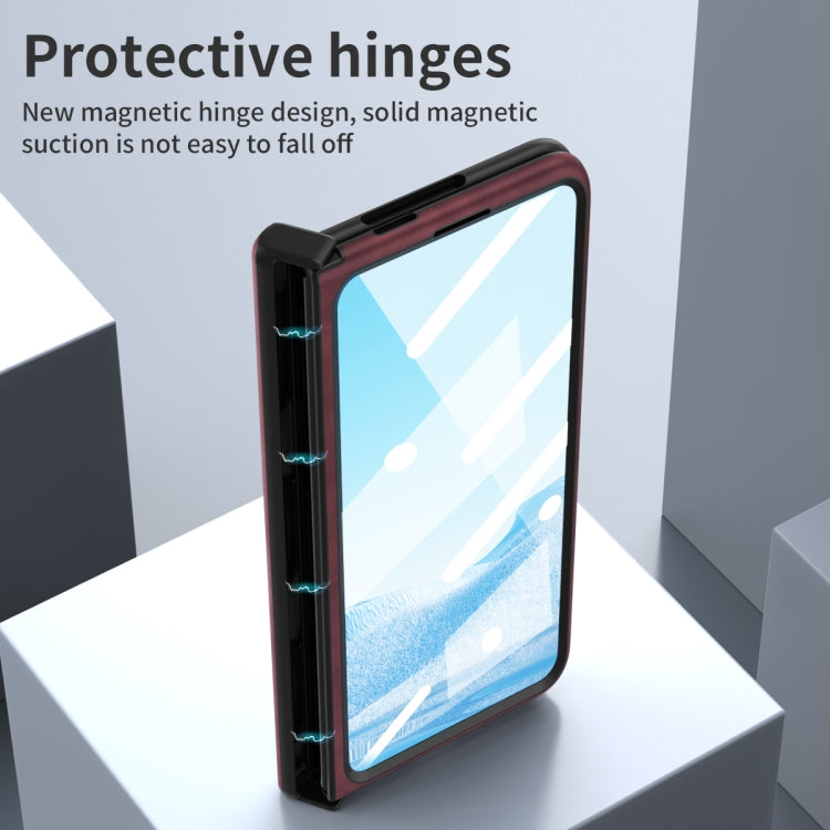 For Google Pixel Fold Integrated Napa Texture All-inclusive Phone Case with Hinge(Red)