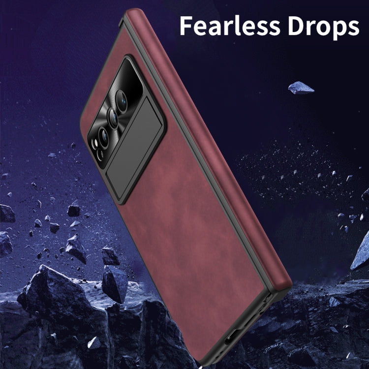 For Google Pixel Fold Integrated Napa Texture All-inclusive Phone Case with Hinge(Red)