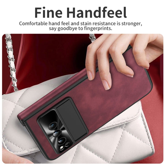For Google Pixel Fold Integrated Napa Texture All-inclusive Phone Case with Hinge(Red)