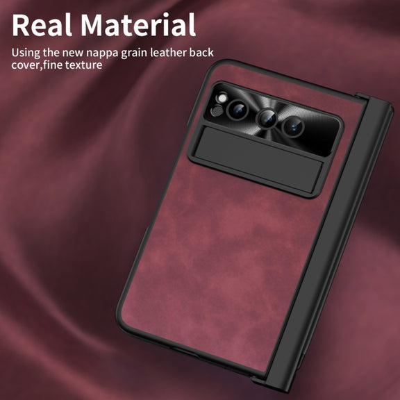 For Google Pixel Fold Integrated Napa Texture All-inclusive Phone Case with Pen Slot(Red)