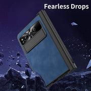 For Google Pixel Fold Integrated Napa Texture All-inclusive Phone Case with Pen Slot(Blue)
