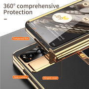 For Google Pixel Fold Litchi Pattern Electroplating Pen Slot Folding Phone Case with Stylus(Black)