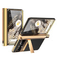 For Google Pixel Fold Litchi Pattern Electroplating Pen Slot Double Hinge Folding Phone Case with Stylus(Black) - Google Cases by PMC TechLife | Online Shopping South Africa | PMC TechLife | Buy Now Pay Later Mobicred