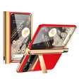 For Google Pixel Fold Litchi Pattern Electroplating Pen Slot Double Hinge Folding Phone Case with Stylus(Red) - Google Cases by PMC TechLife | Online Shopping South Africa | PMC TechLife | Buy Now Pay Later Mobicred