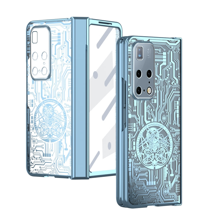 For Huawei Mate X2 Mechanical Legend Integrated Electroplating All-inclusive Phone Case(Blue)