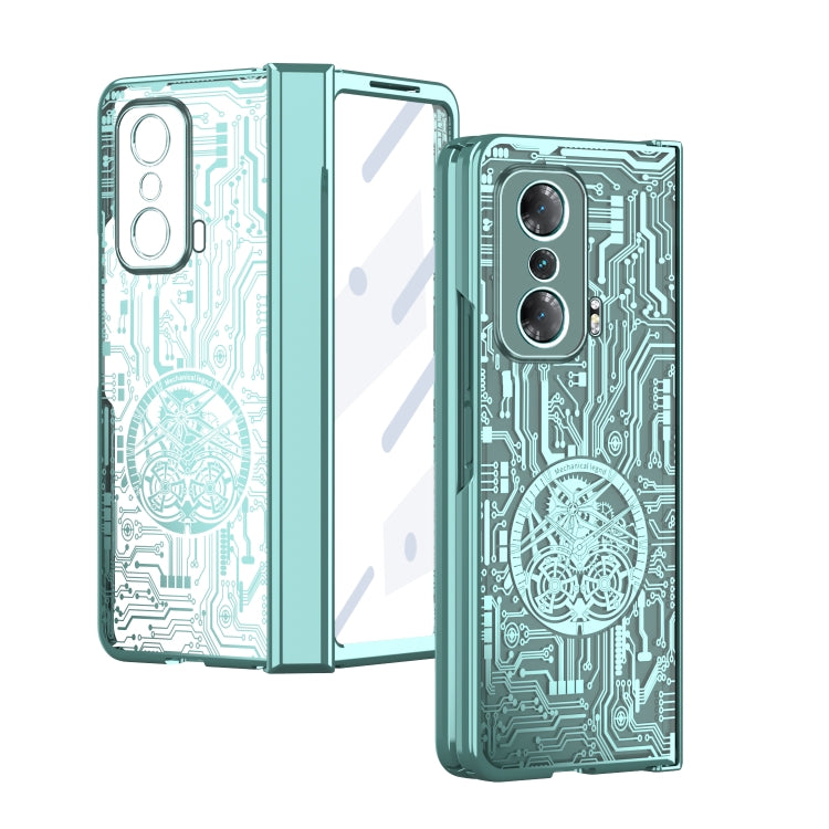 For Honor Magic V Mechanical Legend Integrated Electroplating All-inclusive Phone Case(Green)
