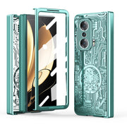 For Honor Magic V Mechanical Legend Integrated Electroplating All-inclusive Phone Case(Green)