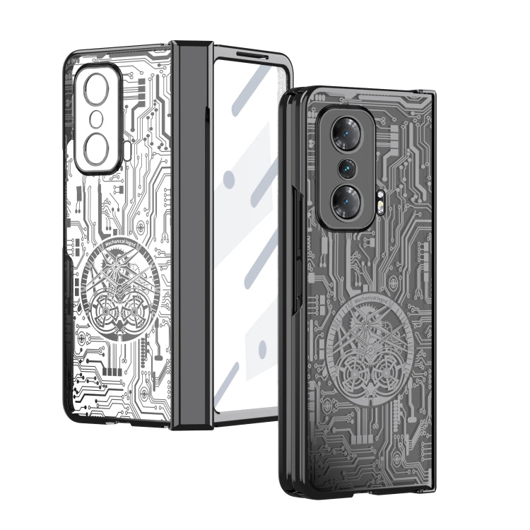 For Honor Magic V Mechanical Legend Integrated Electroplating All-inclusive Phone Case(Black)
