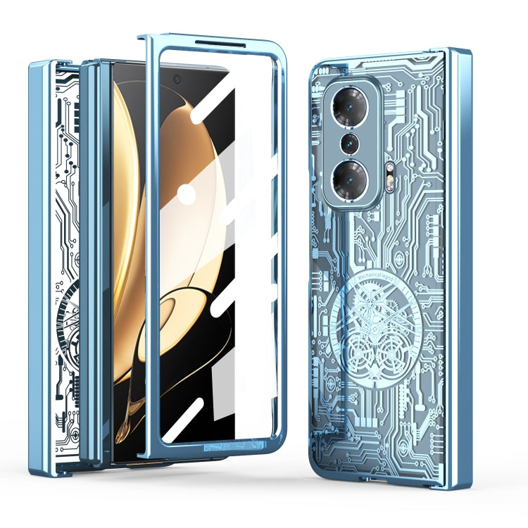 For Honor Magic V Mechanical Legend Integrated Electroplating All-inclusive Phone Case(Blue)