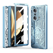 For Honor Magic V Mechanical Legend Integrated Electroplating All-inclusive Phone Case(Blue)