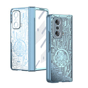 For Honor Magic V Mechanical Legend Integrated Electroplating All-inclusive Phone Case(Blue)