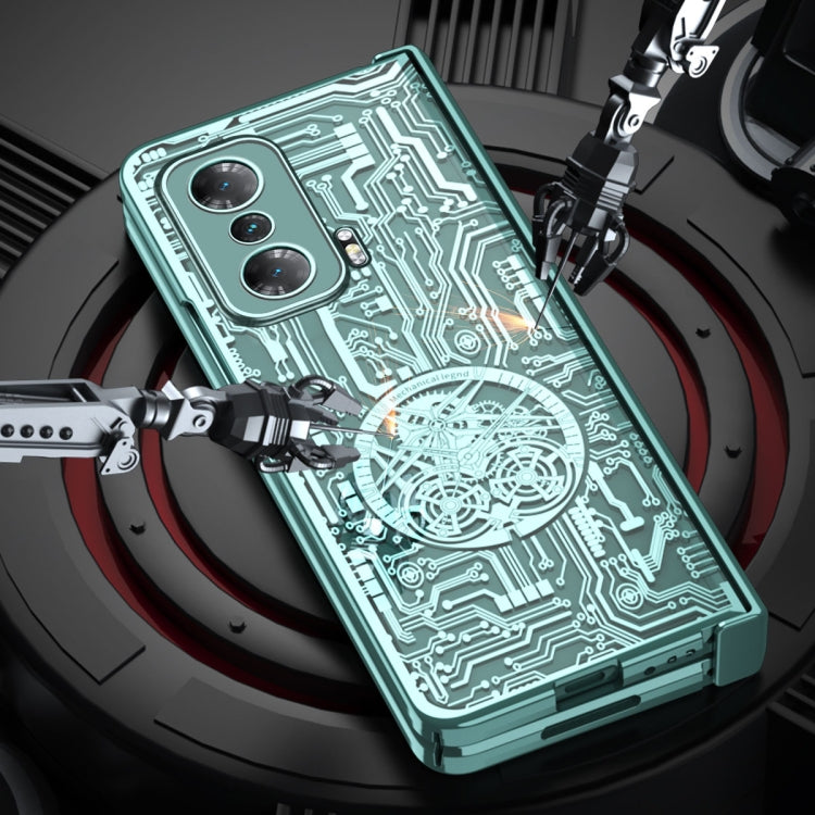 For Honor Magic V Mechanical Legend Integrated Electroplating All-inclusive Phone Case(Green)