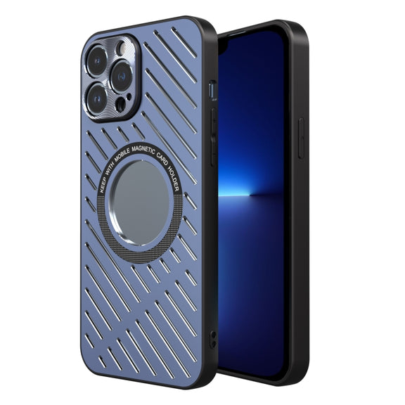 For iPhone 13 Pro R-JUST RJ57 CD Pattern MagSafe Cooling Phone Case(Blue)