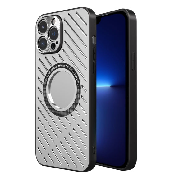 For iPhone 13 Pro R-JUST RJ57 CD Pattern MagSafe Cooling Phone Case(Silver)