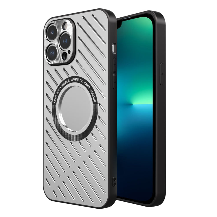 For iPhone 13 Pro Max R-JUST RJ57 CD Pattern MagSafe Cooling Phone Case(Silver)