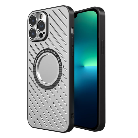 For iPhone 13 Pro Max R-JUST RJ57 CD Pattern MagSafe Cooling Phone Case(Silver)