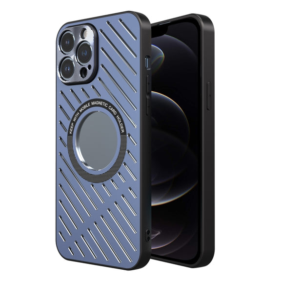 For iPhone 12 Pro R-JUST RJ57 CD Pattern MagSafe Cooling Phone Case(Blue)