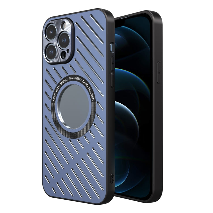 For iPhone 12 Pro Max R-JUST RJ57 CD Pattern MagSafe Cooling Phone Case(Blue)